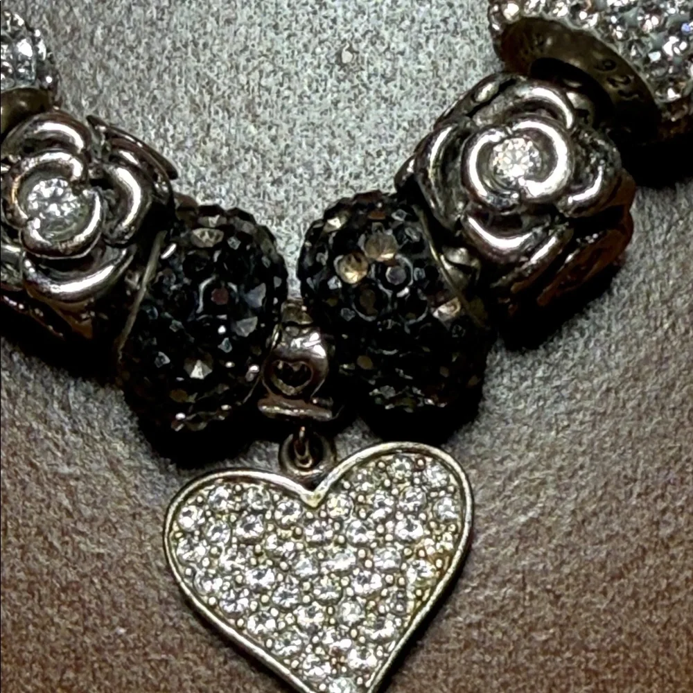 Silver and Black Heart Charm Necklace - Picture 5 of 5